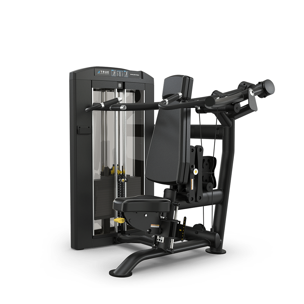 True Fitness Palladium Shoulder Press Metal Shrouds Standard Stack