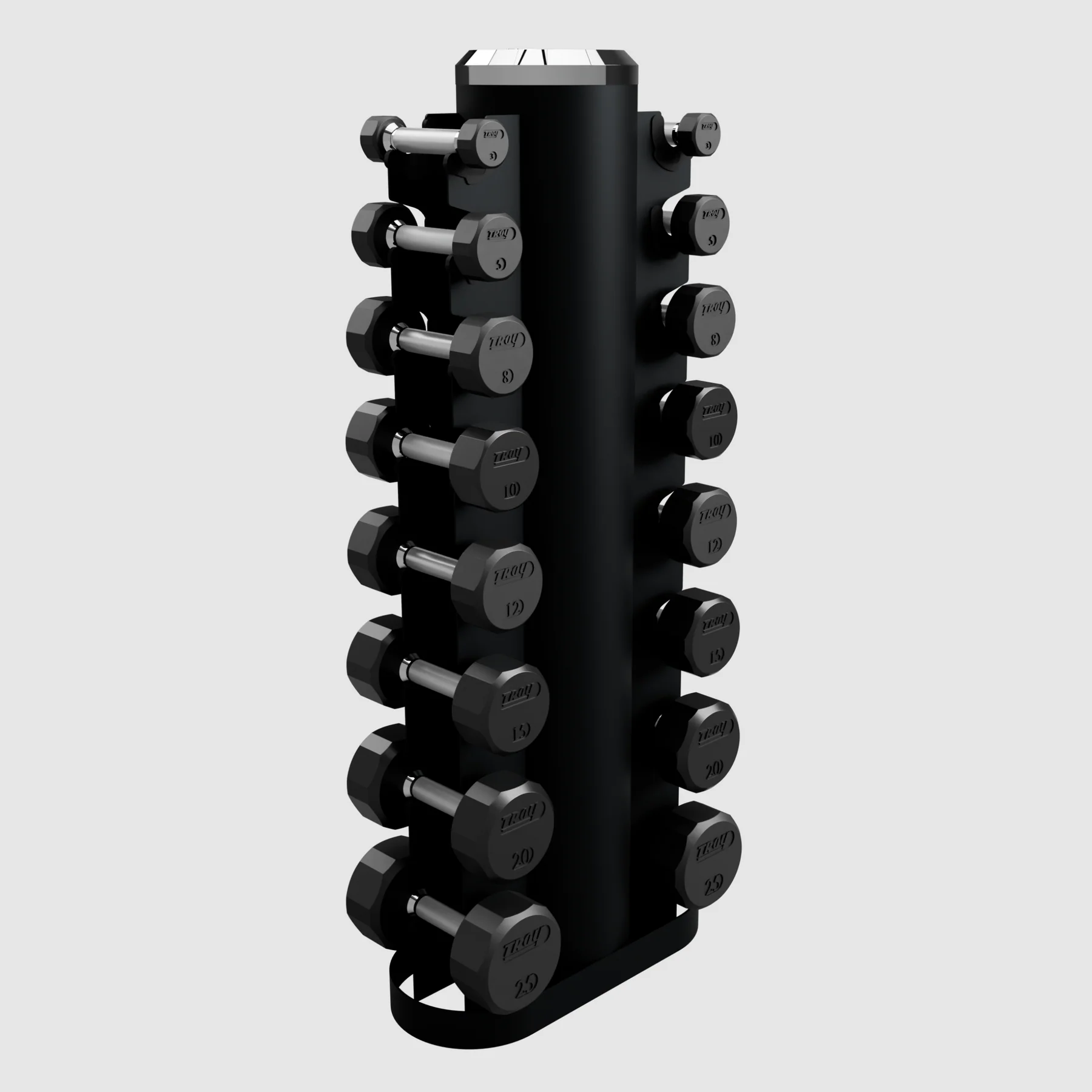 Troy Rubber Dumbbells "8-Pair Vertical Rack" Pack