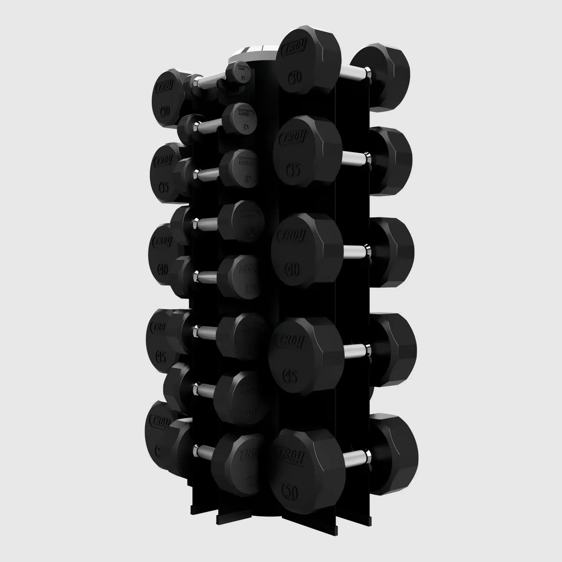 Troy Rubber Dumbbells "13-Pair Vertical Rack" Pack