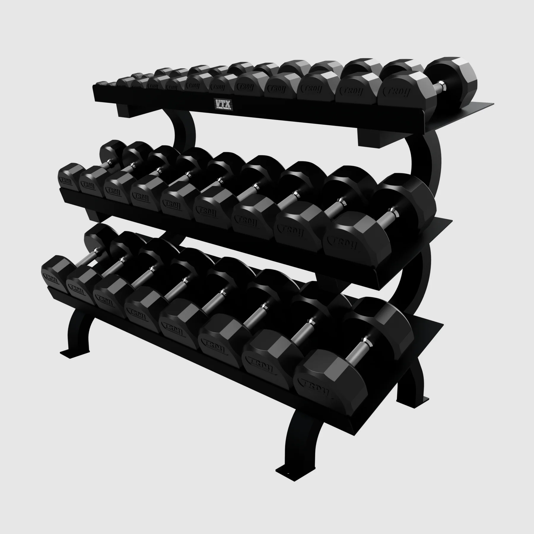 Troy Rubber Dumbbells "15-Pair Horizontal Rack" Pack